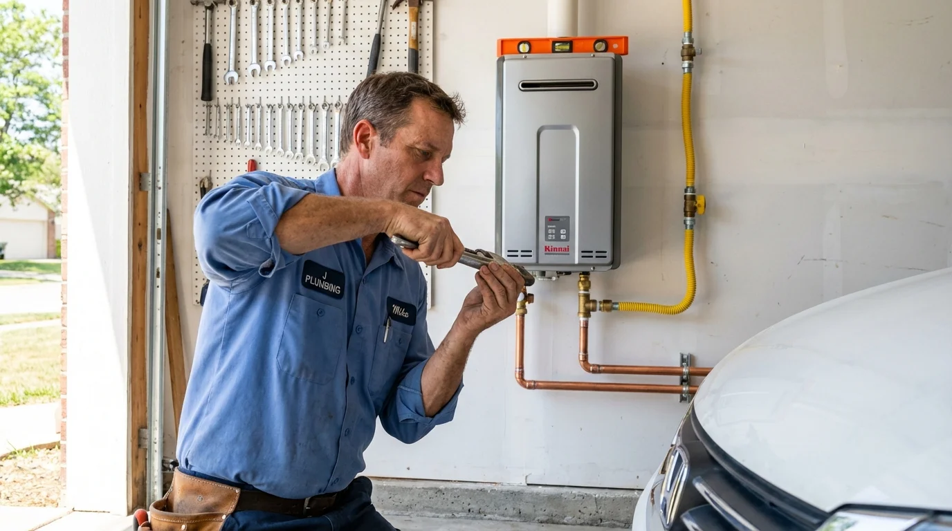 Tankless water heater installation by a Johns Plumbing LLC plumber in Cullowhee